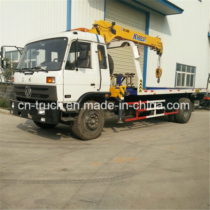 Good Sales Dongfeng153 8ton Crane 6ton Flatbed Wrecker Truck 