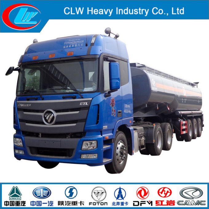 Foton 3 Axle Chemical Liquid Semi Trailer with Tractor Images 1