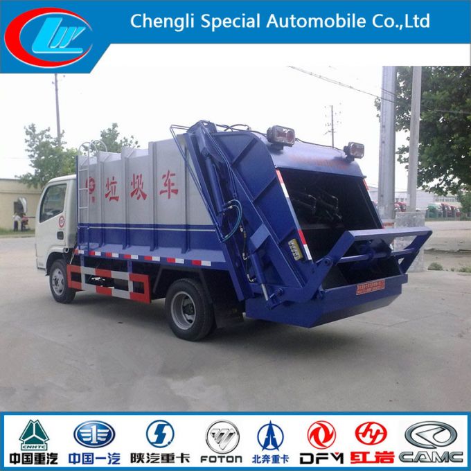 90HP 6-10cbm Rear Hydraulic Compressed Garbage Truck 