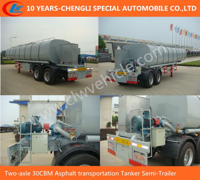 Two-Axles 30cbm Asphalt Transportation Tanker Semi-Trailer 