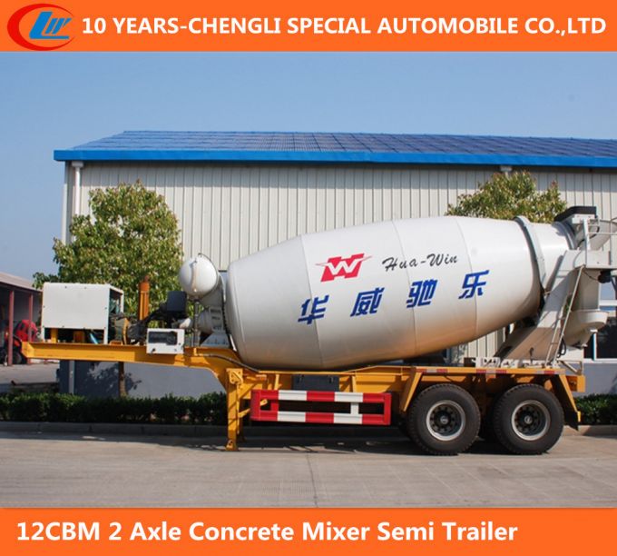 12cbm 2 Axle Concrete Mixer Semi Trailer 