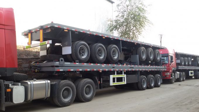3 Axles 40 Feet Container Flat Bed Semi Trailer Images 1
