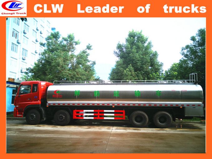 Dongfeng 8*4 Fresh Milk Transport Truck 12 Ton Stainless Steel Milk Tanker 
