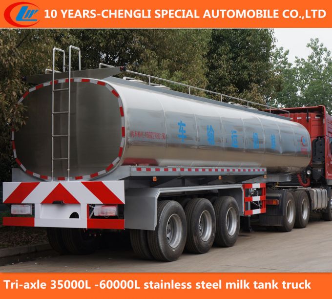 Tri-Axle 30000L Stainless Steel Milk Tank Truck, Milk Storage Tanks Images 1