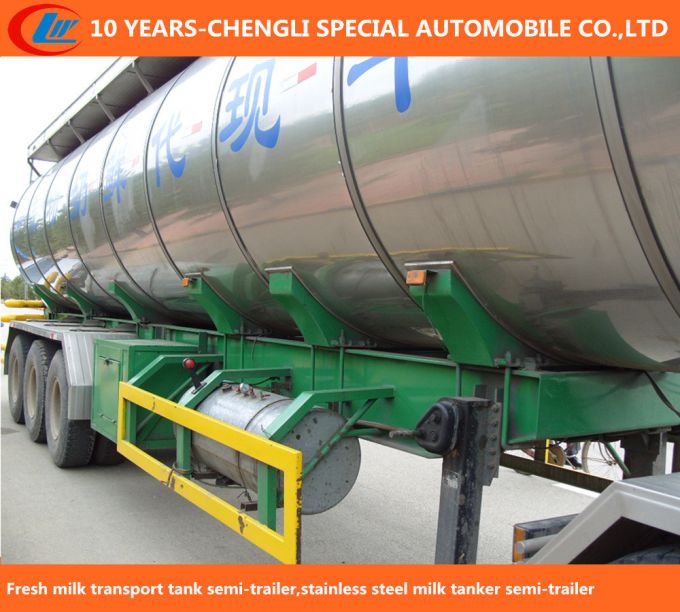 Fresh Milk Transport Tank Semi-Trailer, Stainless Steel Milk Tanker Semi-Trailer 