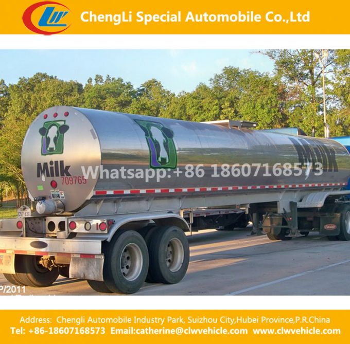 2 Axles Stainless Steel Heat Preservation Fresh Milk Water or Liquid Semi Trailer Images 1