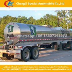 2 Axles Stainless Steel Heat Preservation Fresh Milk Water or Liquid Semi Trailer