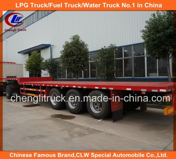 45FT 3 Axle 40ton Heavy Flatbed Container Loader Truck Trailer Images 1