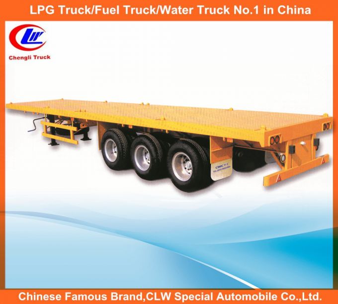 40FT 3 Axle Container Loading Flatbed Semi Trailer Images 1