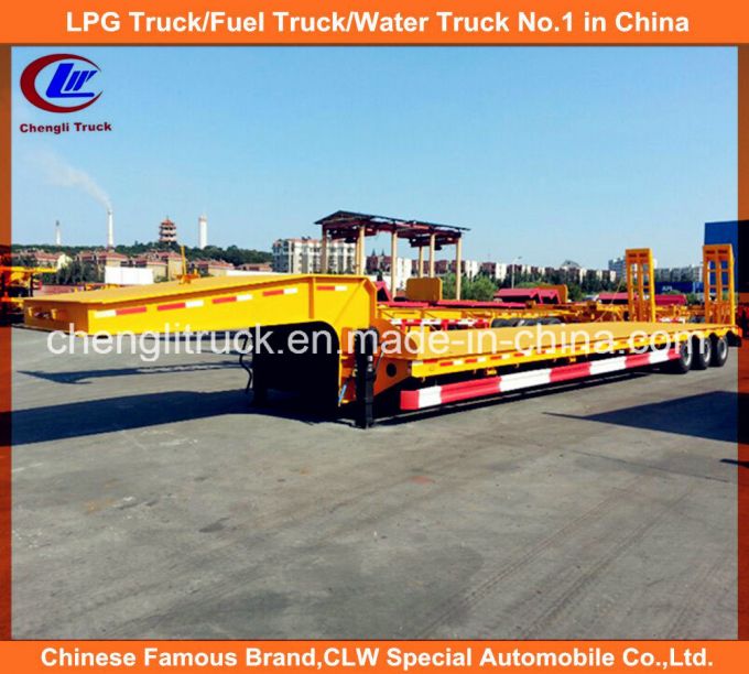 Heavy Duty 60ton Gooseneck Lowbed Semi Trailer with Mechanical Ramps 