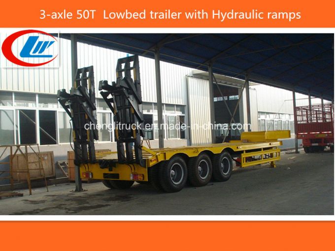 Heavy Duty 3-Axle 50ton-60ton Lowbed Truck Trailer 