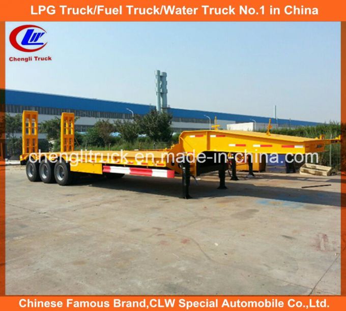 Heavy Duty 45ton 3-Axle Lowbed Semi Trailer with Mechanical Ramps 