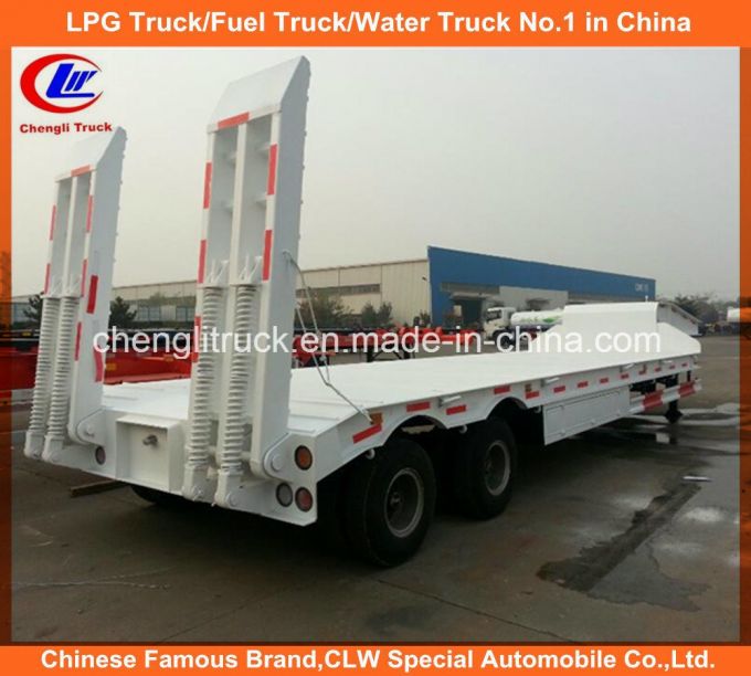 Heavy Duty 2-Axle Lowbed Semi Trailer with Mechanical Ramps 
