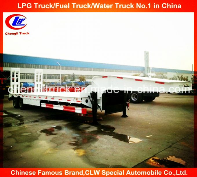2 Axle Low Loader Lowbed Semi Trailer with Mechanical Ramps Images 1