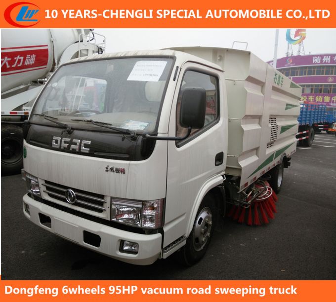 Dongfeng 6wheels 95HP Vacuum Road Sweeping Truck Images 1