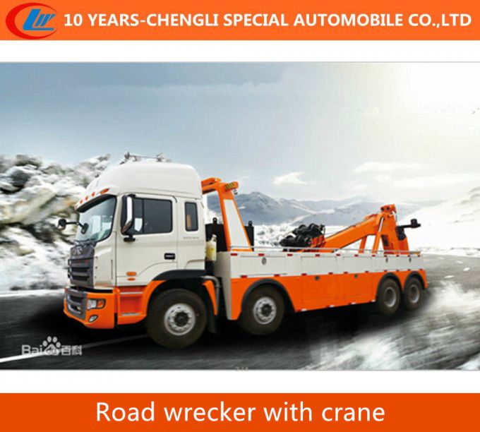 6*4 Flatbed Tow Truck with Crane Road Wrecker with Crane 