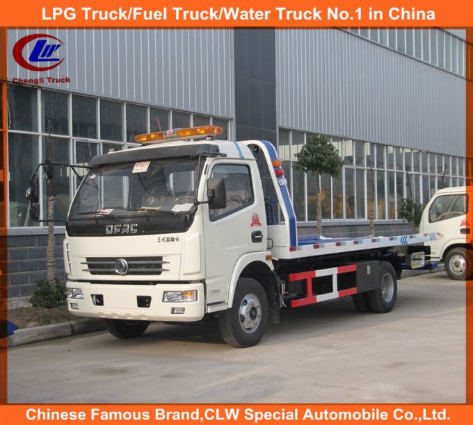 Dongfeng 4*2 One Carry Two Flatbed Road Wrecker Truck 5tons for Sale Images 1