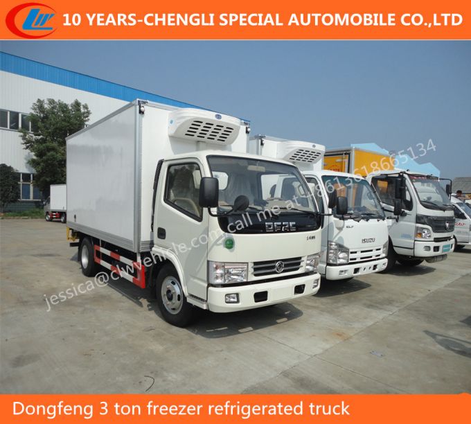 Dongfeng 3 Ton Freezer Refrigerated Truck Frozen Foods Images 1