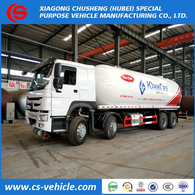 8X4 HOWO LPG Gas Tanker Truck 35.5m3 LPG Tanker Delivery Truck 