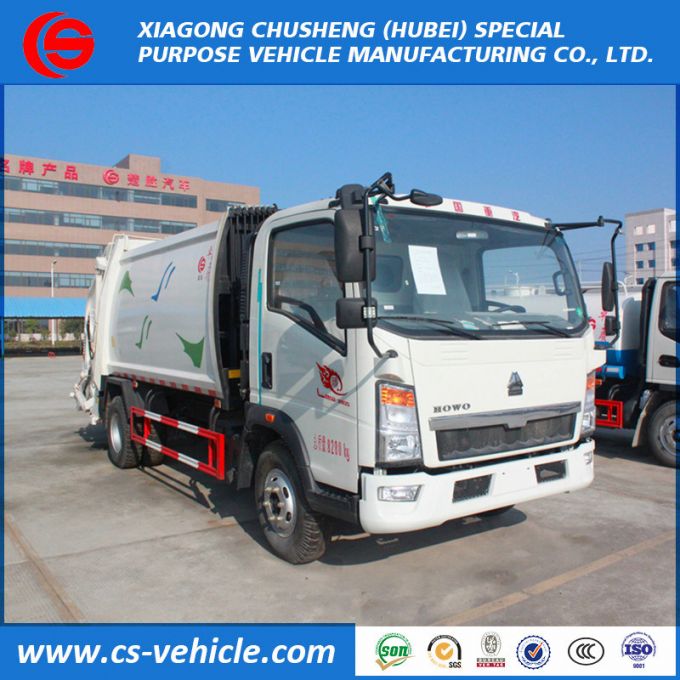 HOWO 5m3 Garbage Truck 5000L Compressed Garbage Truck 