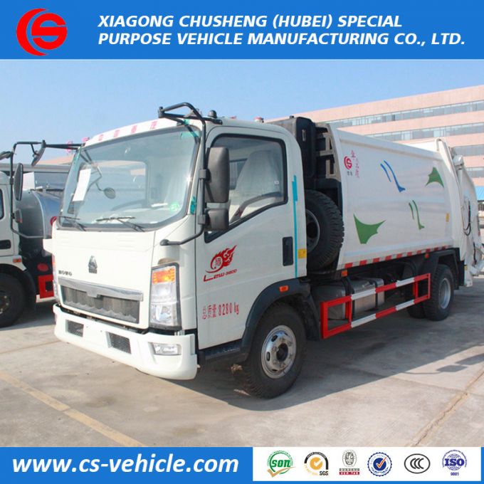 HOWO 4X2 8m3 8cbm Compressed Trash Trucks Garbage Cleaning Truck for Sale 