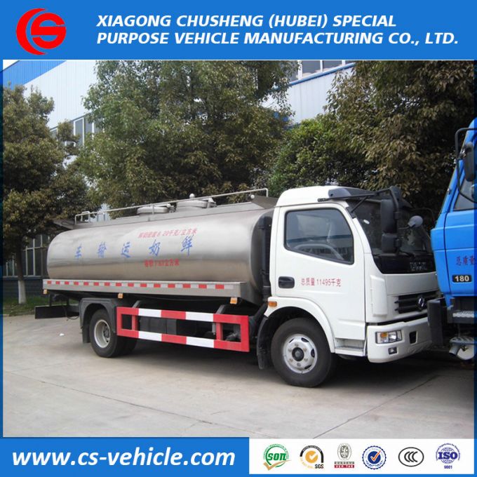 Dongfeng Insulated Milk Tank Truck 8000liters Milk Transport Tank Truck 
