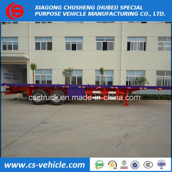 40FT 2 Axle 40t Container Loading Semi Trailer Flatbed Trailer for Sale Images 1