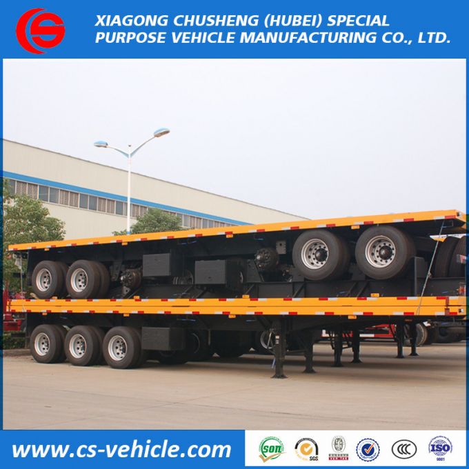 3 Axle 45FT/40FT Container Loading Flatbed Trailer Flatbed Semi Trailer for Sale 