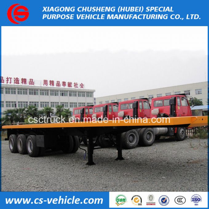 3 Axle 45FT/40FT Container Loading Flatbed Semitrailer Flatbed Trailer for Sale Images 1