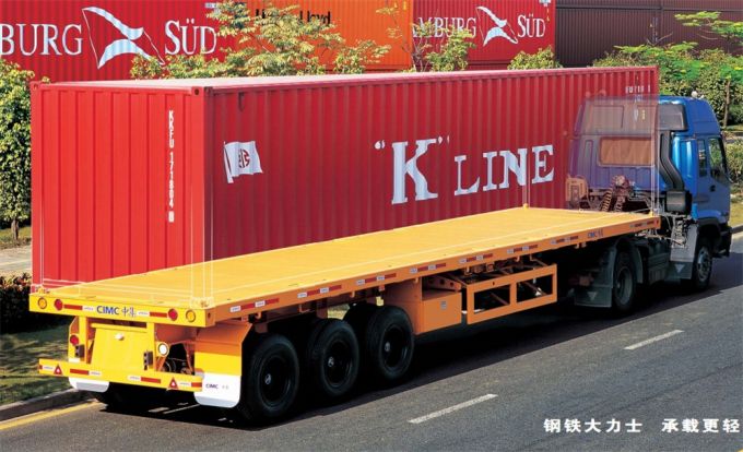 3 Axle 50 Tons Container Flatbed Semitrailer for Sale Images 1