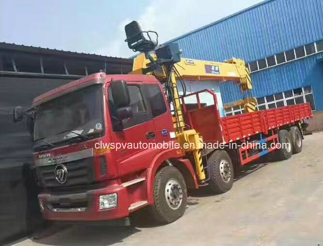 Auman 8X4 Heavy Duty Cargo Truck Mounted with 14 Tons Crane Images 1