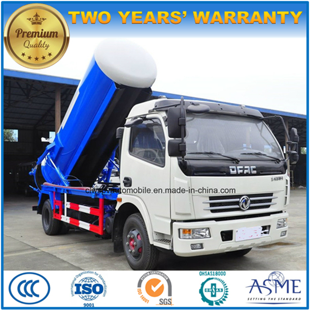 Dongfeng 6 Wheels 125HP Vacuum Suction Truck 5 Cbm Sewage Truck 