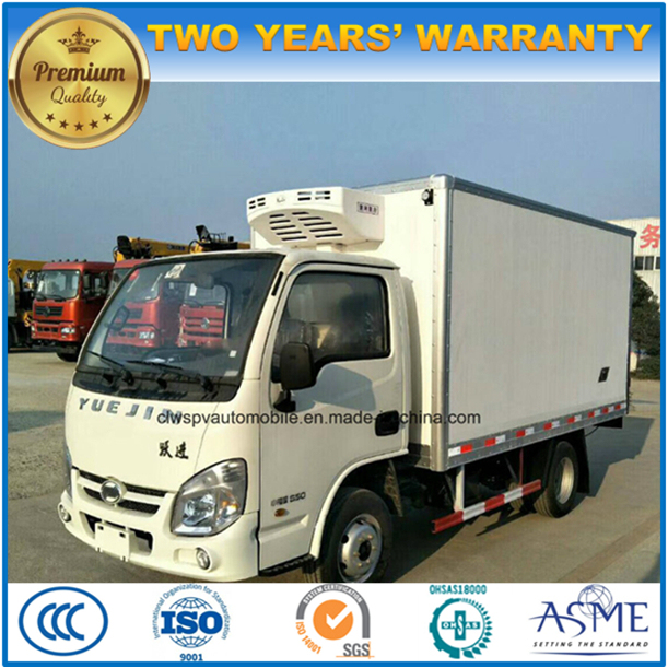 Yuejin Small Refrigerated Truck 6 Wheels Meet and Seafood Transport Truck 