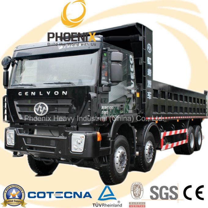 8X4 380HP C100 Hongyan Iveco Tipper Truck with Flat Roof 
