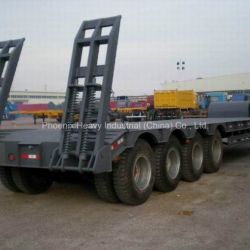 4 Axles 80ton Low Bed Semi Trailer for Construction Machinery Transportation