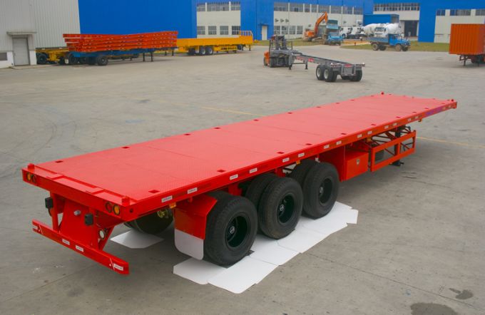3 Axles Flatbed Semi Trailer with Container Lock 