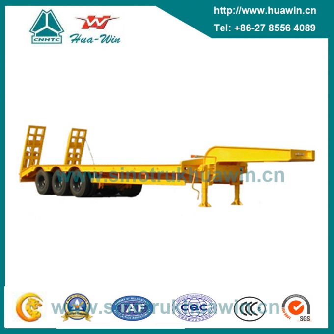 3 Axle Low Bed Semi Trailer with Hydraulic Ladder 