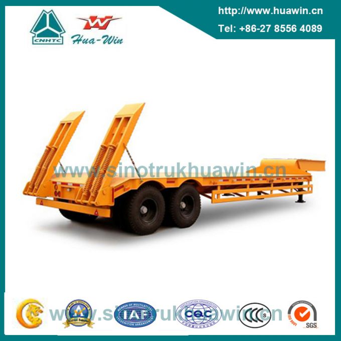 Dual Axle Low Bed Semi Trailer with Spring Ladder 