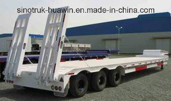 3 Axles 80t Cargo Truck Lowbed Semi Trailer 