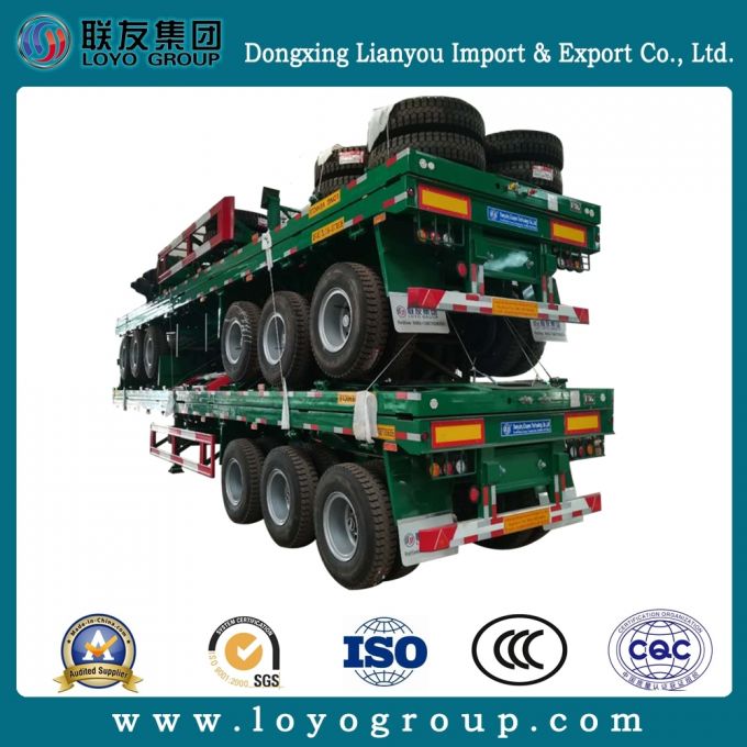 3 Axles Container Semi Trailer Flatbed Semi-Trailer Images 1