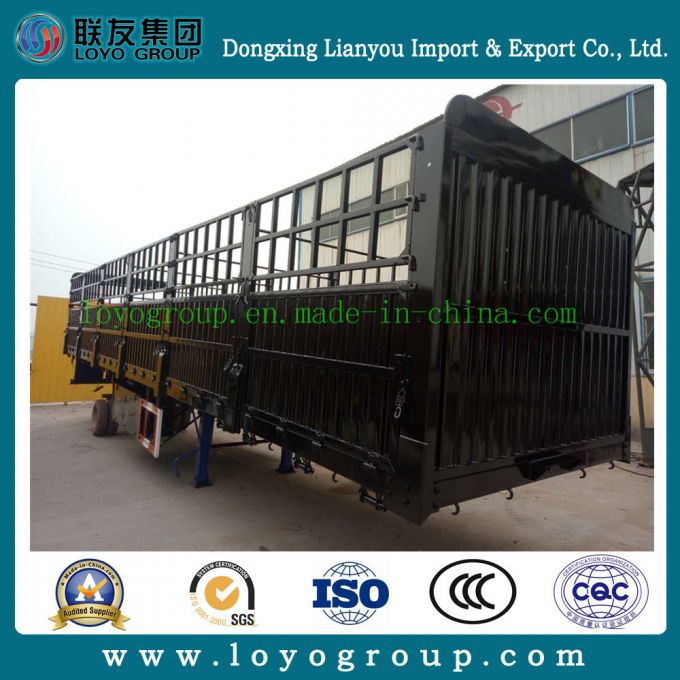 3 Axles Steel Fence Cargo Semi Trailer for Sale Images 1