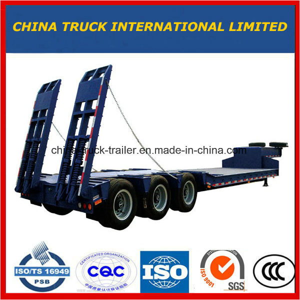 Blue 3axles Excavator Transport Gooseneck Lowboy Low Bed Lowbed Semi Trailer 