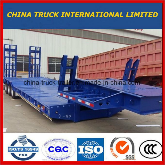 3 Axle 60 Ton 11m/12m/13m Low Bed Semitrailer or Lowboy Semi Truck Trailer 