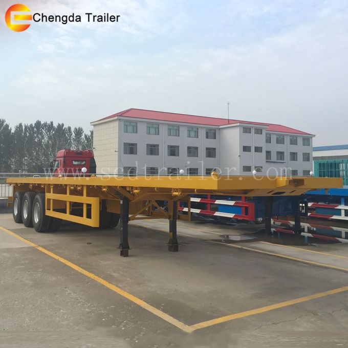 3 Axles 40FT High Flatbed Container Semi Trailer Images 1