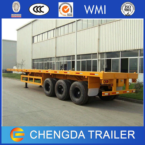 3 Axle 20feett 40feet 40tons New Flatbed Cargo Container Trailer Low Price Sales 