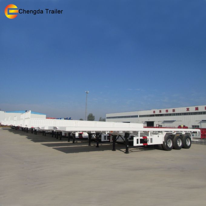 40FT Flat High Bed Container Semi Trailer for Sale Images 1