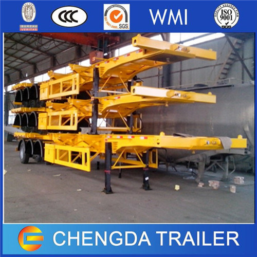 High Quality 40ton Tri-Axle 40ft Container Skeleton Trailer Chassis Images 1