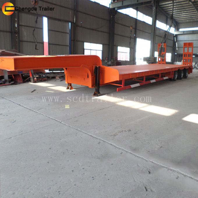 60 Ton Heavy Machine Transport Low Bed Truck Trailer for Sale 