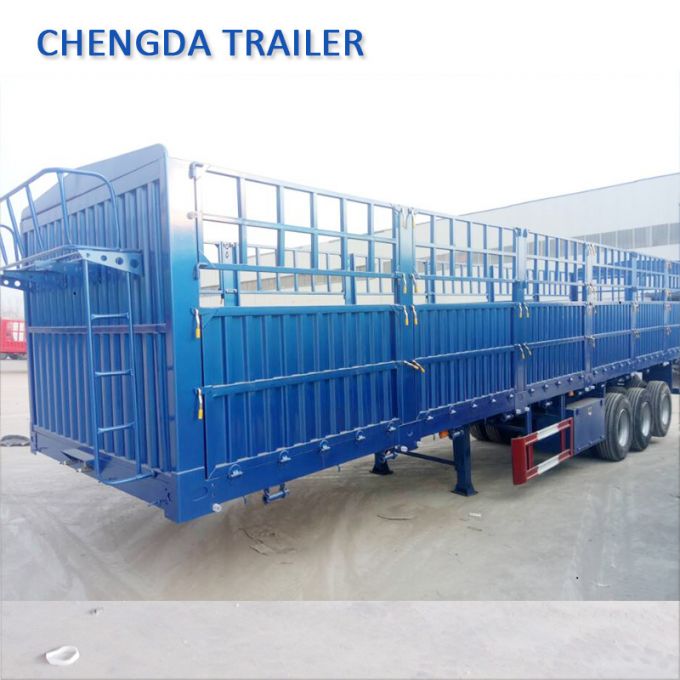 Sugar Cane Livestock Bulk Cargo Transport 3 Axles Fence Trailer Images 1