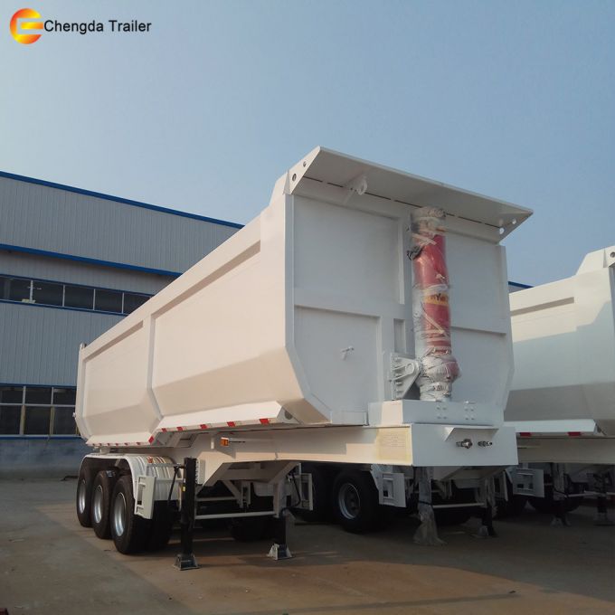 3 Axle 40 Ton Hydraulic End Tipper Dump Trailer 